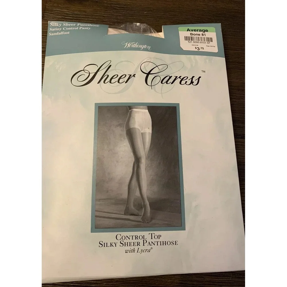 Worthington Bone Sheer Caress Pantyhose Average Size Control Panty Silky Sheer